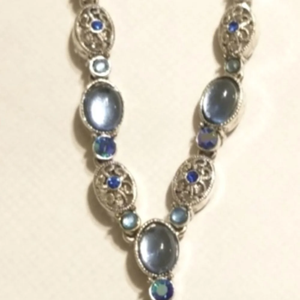 Avon Blue Beaded Statement Necklace